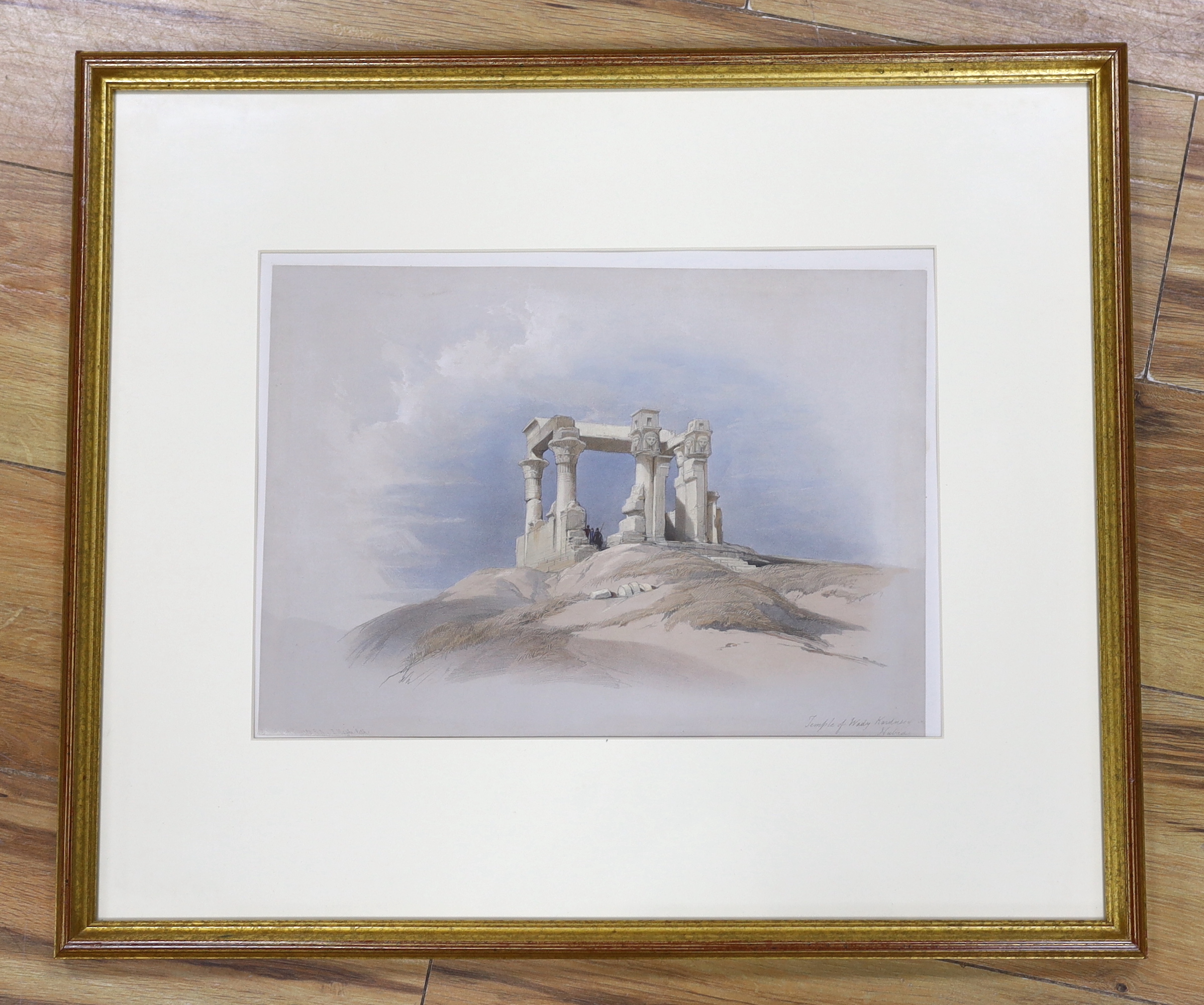 David Roberts (Scottish, 1796-1864), colour lithograph, 'Temple of Wady Kardassy in Nubia', 26 x 35cm